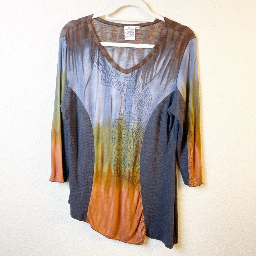 Parsley & Sage Boho Asymmetrical Top Size PM